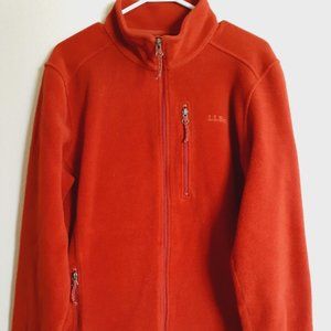 LL Bean Polartec Red fleece women sweetshirt full zip pocket winter XL